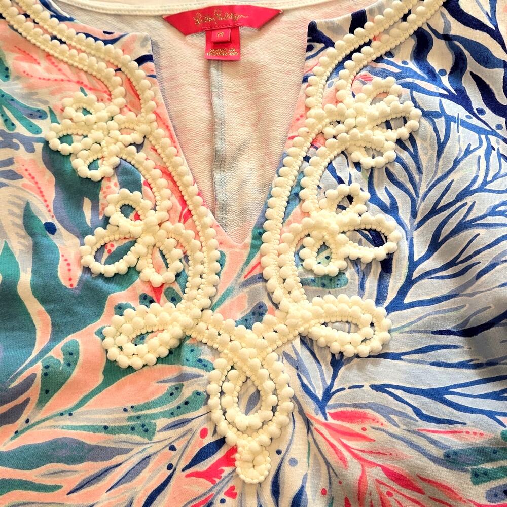 Lilly Pulitzer Harper Shift Dress M Sunshine Blue Pink State of Mind Braid Trim - Picture 5 of 9